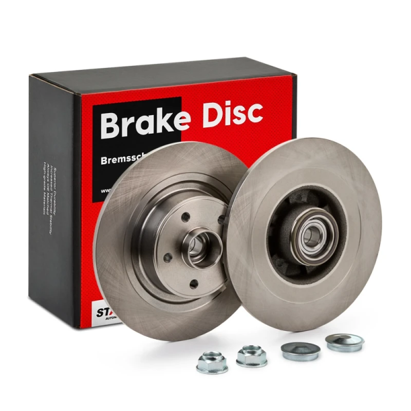 Image of RIDEX 82B0991 Brake disc Rear Axle, solid, Cast Iron, Uncoated, Untreated, with wheel hub Cast Iron Brake Disc (82)