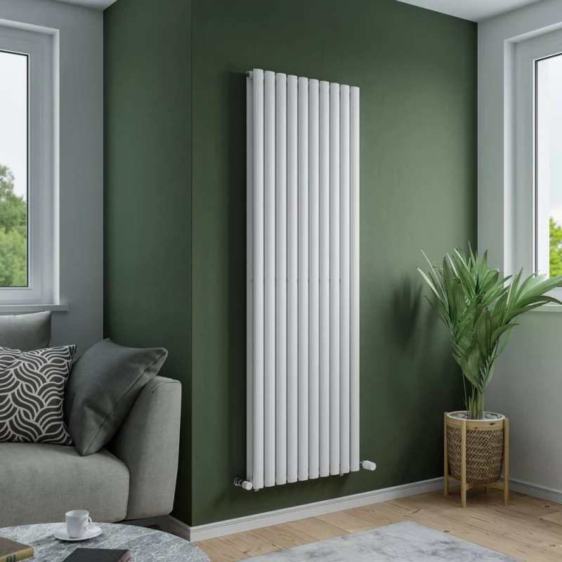 Image of Agadon Solo Duplex Designer Oval Tube Radiator in White Size: 1800mm x 480mm White Unisex 1800mm x 480mm