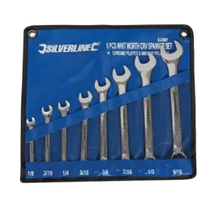 image of **PRIME** Silverline Whitworth Combination Spanner Set 8pce 1/8 - 9/16" 633967