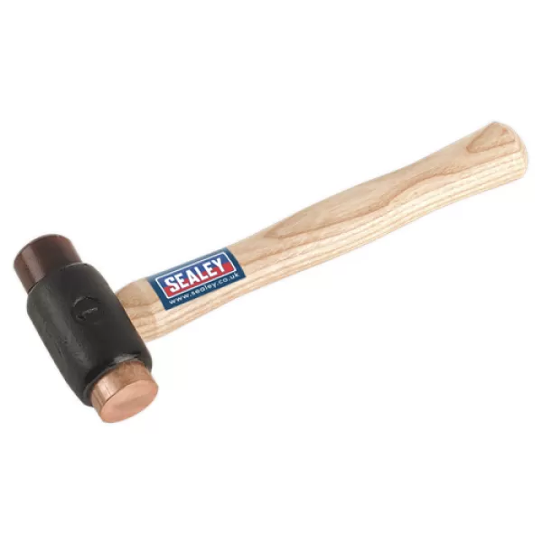 Image of Genuine SEALEY CRF15 Copper/Rawhide Faced Hammer 1.5lb Hickory Shaft