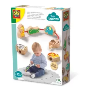 Image of SES Creative Tiny Talents Animals Wooden Lacing Beads, 12 Months...