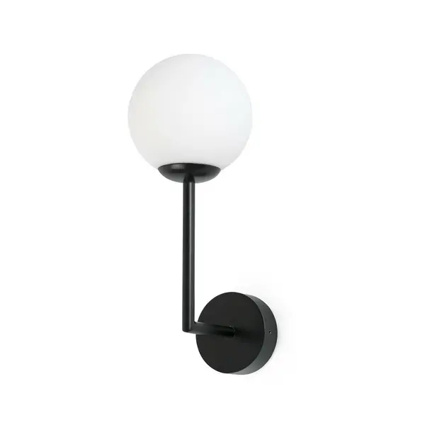 image of Gala Black Globe Wall Lamp IP44