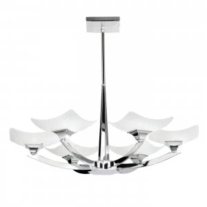 Image of 6 Light Semi Flush Multi Arm Ceiling Light Chrome, Savon Effect Glass, G9