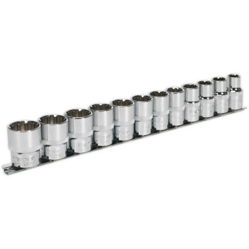 Image of Loops 12pc UNIVERSAL Metric Socket Set - 1/2" Sq - TOTAL DRIVE Fits Most Fasteners Multi