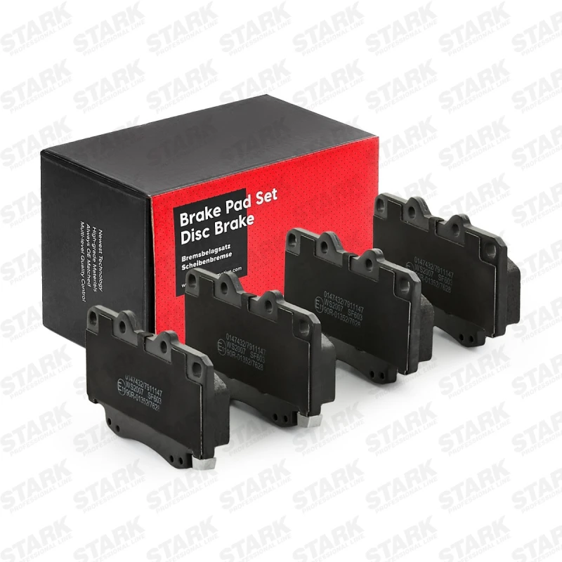 Image of STARK SKBP-0011232 Brake pad set Front Axle, incl. wear warning contact, Axle Vers.: Front Brake Pad Set,disc brake (402)