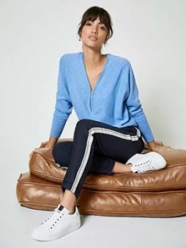 Image of Mint Velvet Zip Front Batwing, Blue, Size L, Women