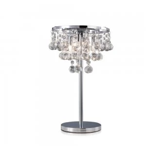 Table Lamp 3 Light Polished Chrome, Crystal