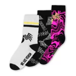 Image of Marvel Comics Venom Logo All-over Print Childrens Crew Socks (3 Pack) - Multicolour