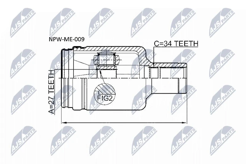 Image of NTY CV joint kit NTY NPW-ME-009