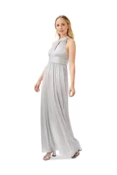 Image of Metallic Mesh Halter Gown