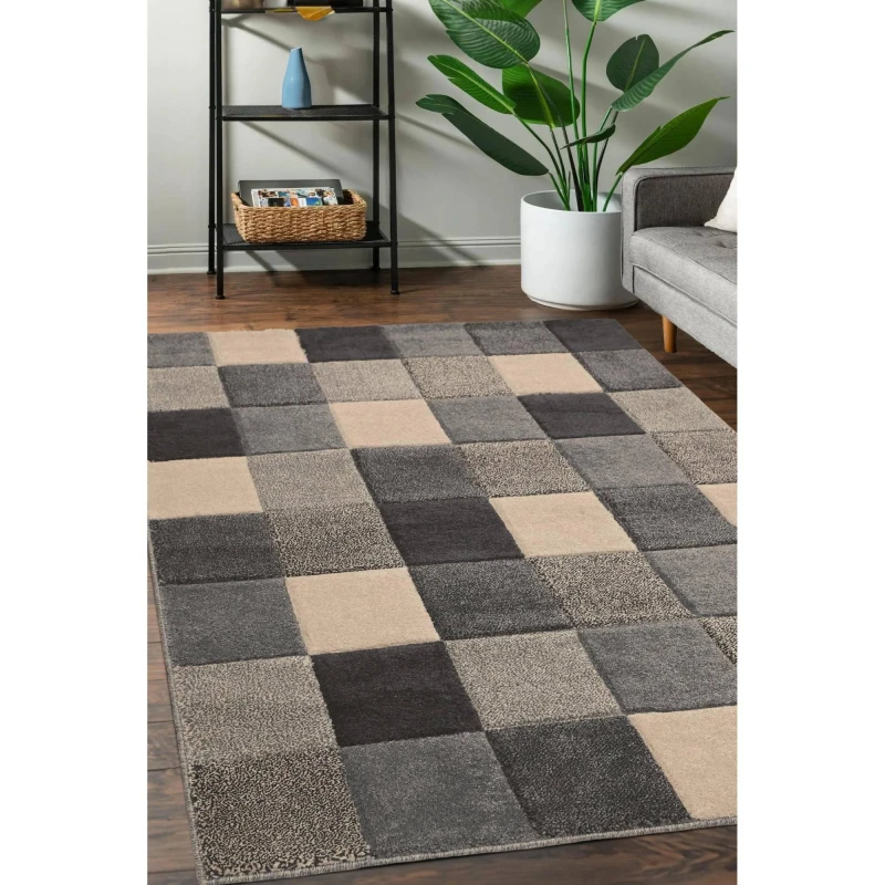 Image of Homemaker Newport Blocks Rug Grey Grey unisex 600x200cm