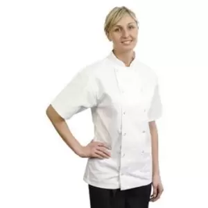 image of BonChef Adults Danny Short Sleeved Chef Jacket (L) (White) - White