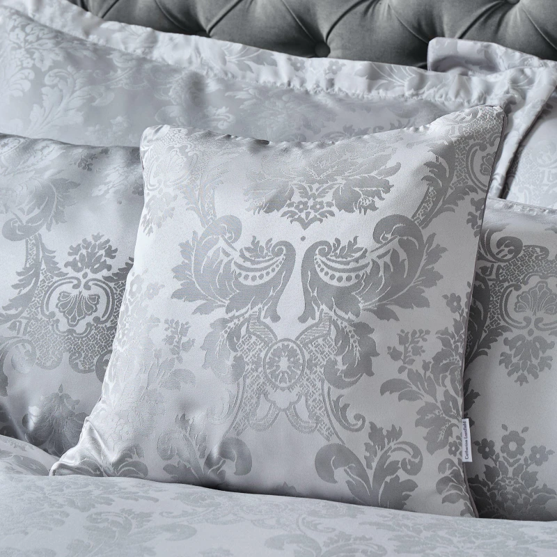 Image of Catherine Lansfield 'Damask Jacquard' Cushion Silver