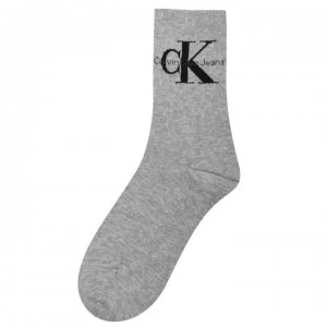 Image of Calvin Klein Mono Logo Crew Socks - Pale Grey
