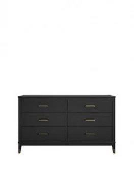 image of Cosmoliving Westerleigh 6 Drawer Chest- Black/Gold