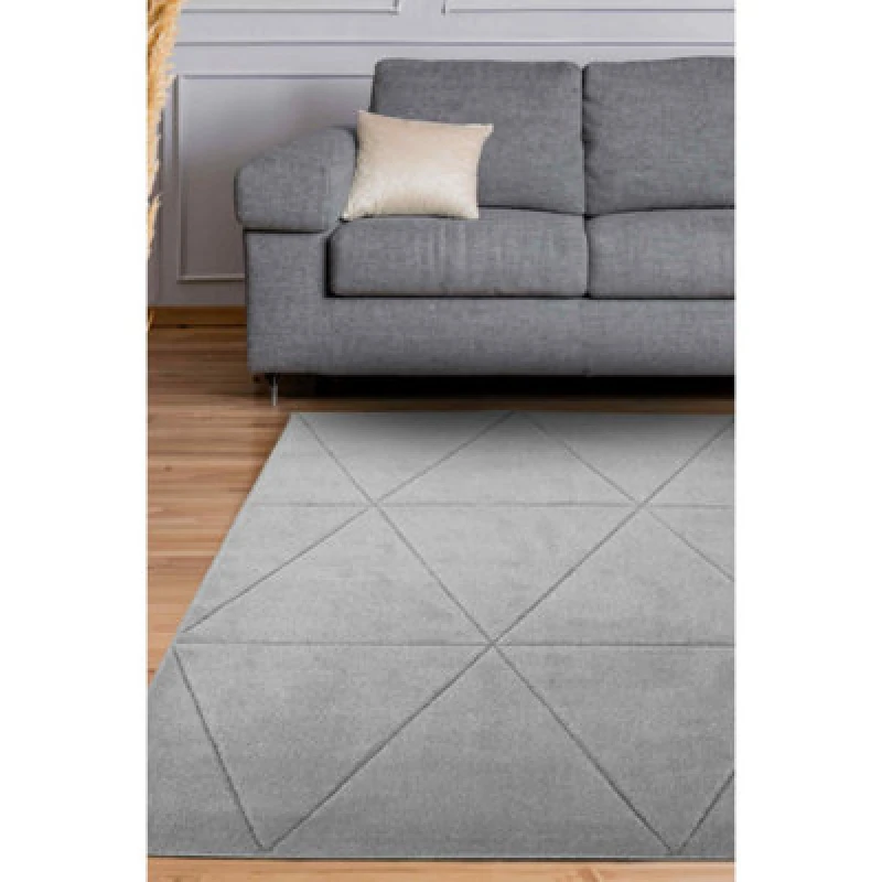 Image of Melrose Solid Grey Lines Design Indoor X-Large Area Rug 12mm Pile Height 200/290Cm