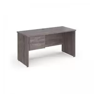 Image of Maestro 25 straight desk 1400mm x 600mm with 2 drawer pedestal - grey