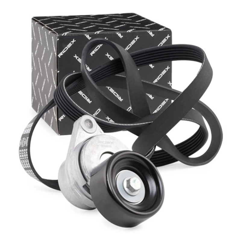 Image of RIDEX 542R0400 V-ribbed belt set Check alternator freewheel clutch & replace if necessary V-Ribbed Belt Set (542)