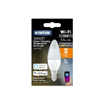 Image of Status Smart 5.5w Pearl CCT LED Candle Bulb - Small Edison Screw
