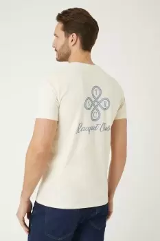 Image of Mens Neutral Short Sleeve Racquet Print T-Shirt