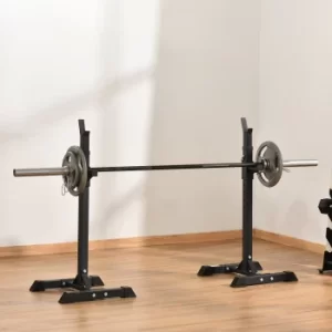 Image of HOMCOM Heavy Duty Weights Bar Barbell Squat Stand Stands Barbell Rack Spotter GYM Fitness Power Rack Holder Bench New