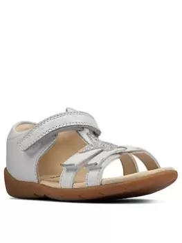 image of Clarks Toddler Zora Summer Sandal, White Leather, Size 4 Younger