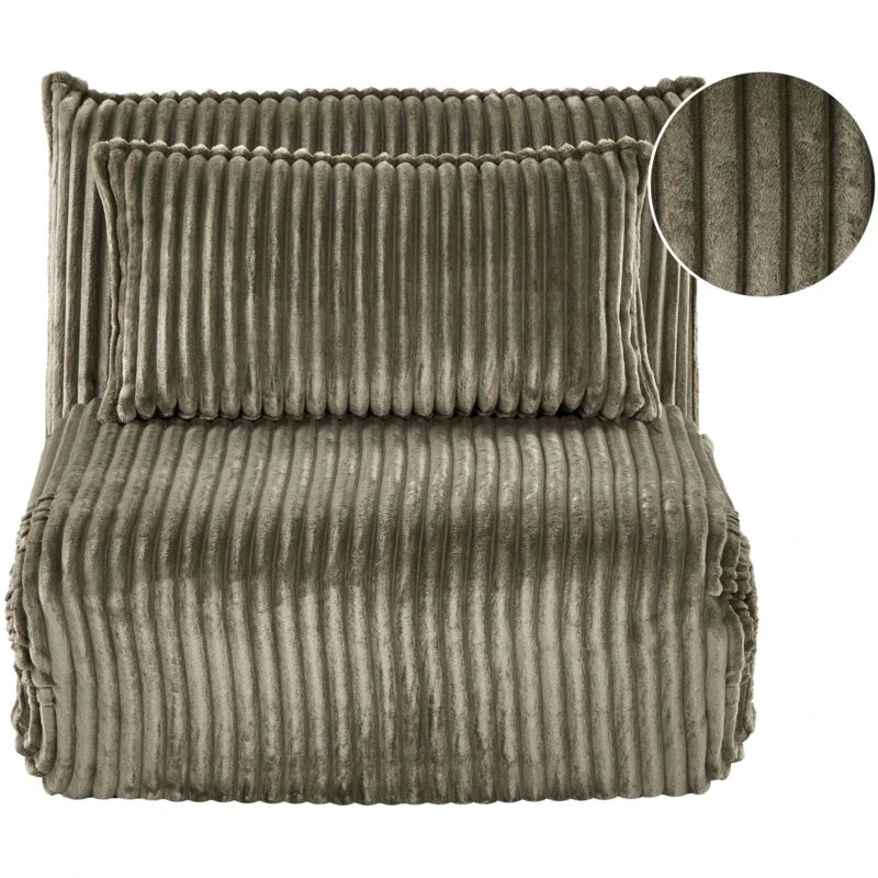 Image of Beliani Single Sofa Bed Lysekil Corduroy Green