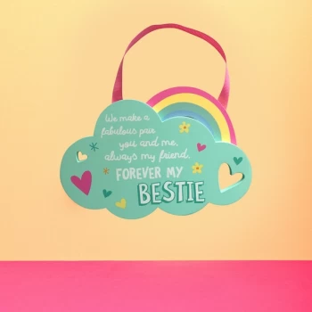 Image of Cheerful Rainbow Hanging Plaque - Besties