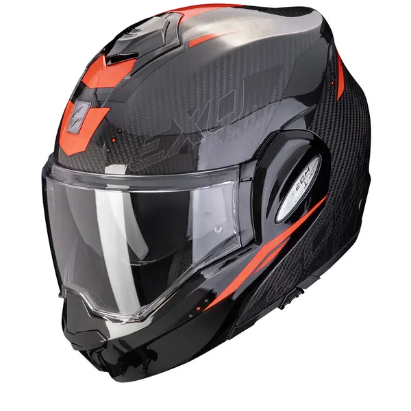 Image of Scorpion Exo-Tech Evo Carbon Rover Black Red Modular Helmet XS