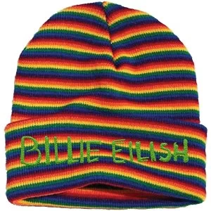 image of Billie Eilish - Stripes Unisex Beanie Hat - Multicolour