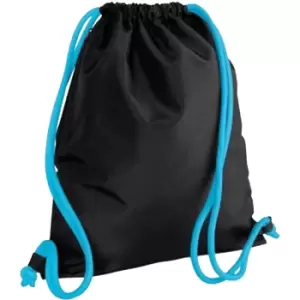 image of Icon Drawstring Bag/Gymsac (Pack of 2) (One Size) (Black/Surf Blue) - Bagbase