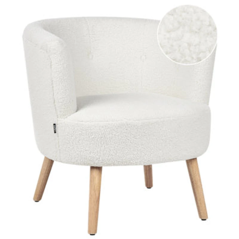 Image of Beliani Boucle Tub Chair White Odenzen