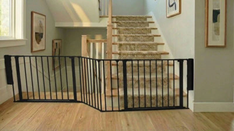 Image of Safetots Two Door Multi Panel Solution For Up And Down Staircases, Black, 272Cm Of Length, Includes 2 Door Opening Panels