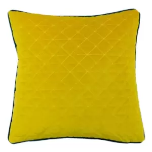 image of Quartz Rectangular Quilted Cushion Ceylon Yellow/Petrol Blue, Ceylon Yellow/Petrol Blue / 45 x 45cm / Polyester Filled