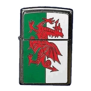 Image of Zippo Wales Flag Emblem Brushed Chrome Windproof Lighter