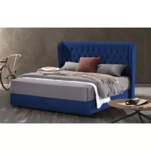 Image of Mariappa Bed Double Plush Velvet Blue
