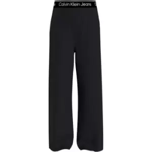 Image of Calvin Klein Jeans Logo Tape Wide Leg Punto Pants - Black