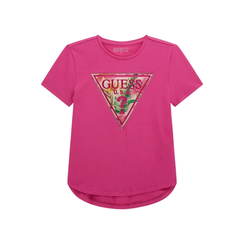Image of Guess Girl's T-Shirt Guess High Low Rose Female 8 ans