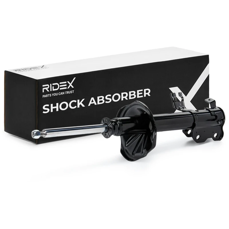 Image of RIDEX 854S0607 Shock absorber Front Axle Left, Gas Pressure, Suspension Strut, Bottom Clamp Shock Absorber (854)