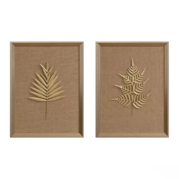 Image of Framed Metal Wall Art - Fern & Palm Leaf (One Random Supplied)