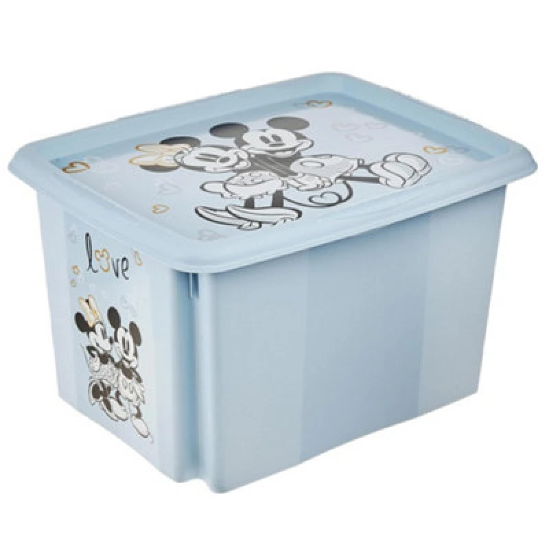 Image of Keeeper Mickey Mouse Turn Around Stackable Box With Lid 30 Litre Cloudy Blue