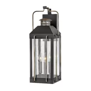 image of Hinkley Fitzgerald Outdoor Wall Lantern Textured Black with Burnished Bronze, IP44