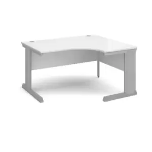 Image of Office Desk Right Hand Corner Desk 1400mm White Top With Silver Frame 800mm Depth Vivo