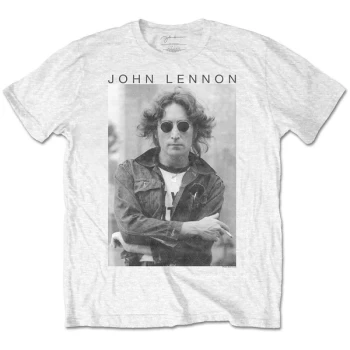 Image of John Lennon - Windswept Unisex Large T-Shirt - White