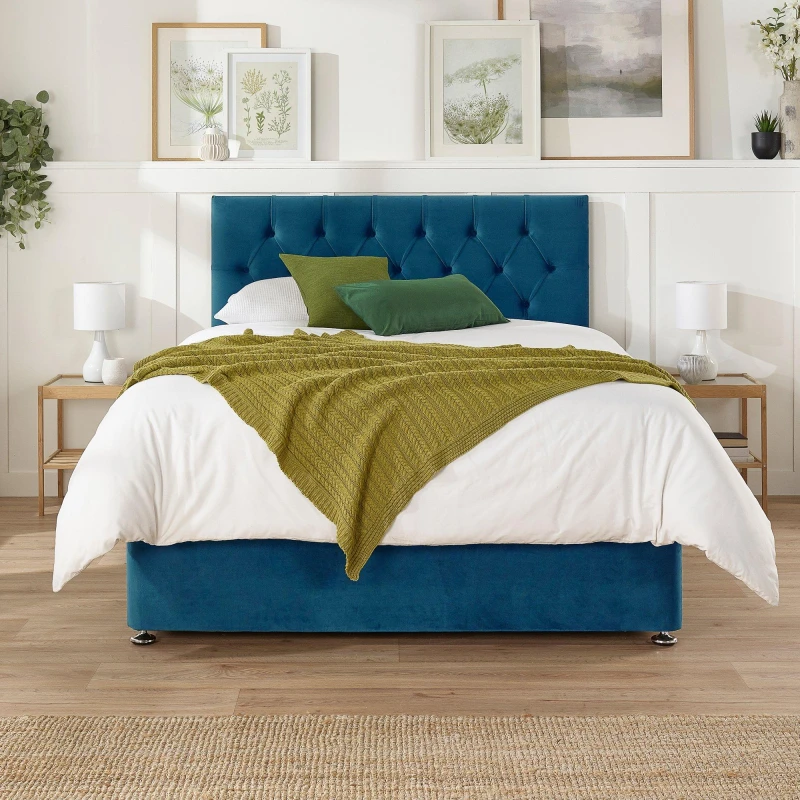 Image of Aspire Aspire Olivier Divan with Mattress, 4 Drawers - Blue Blue Double