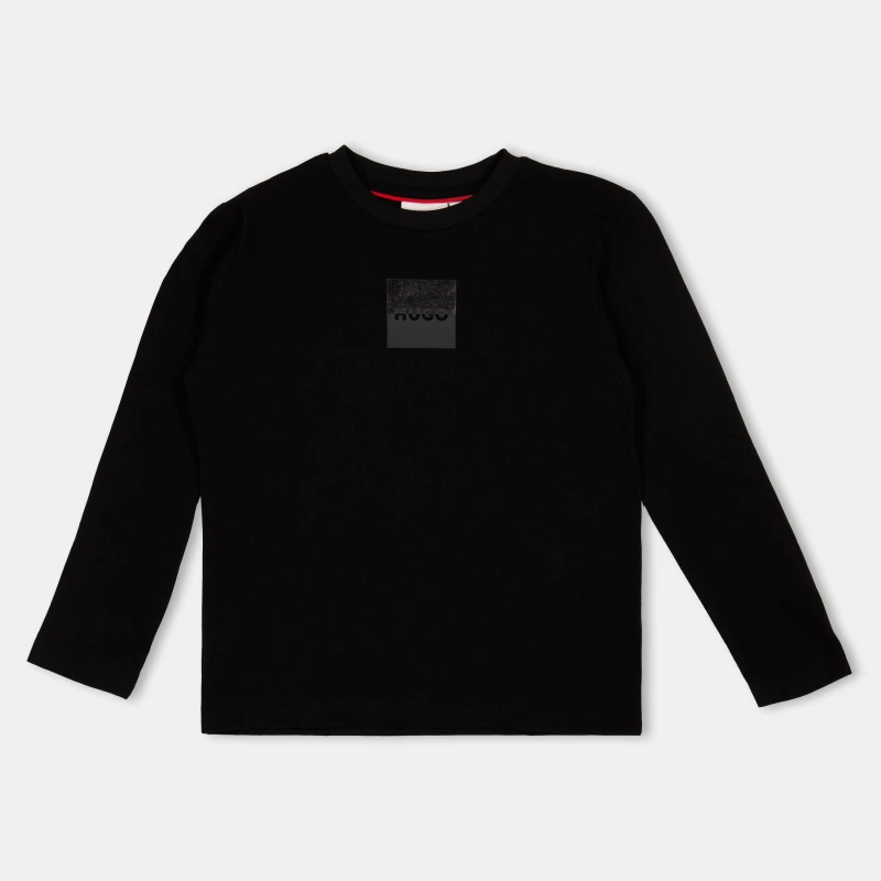 Image of Hugo Kids Long-Sleeve Split T-Shirt Black male 6Y