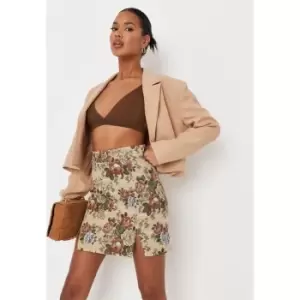 image of Missguided Floral Double Split Mini Skirt - Multi