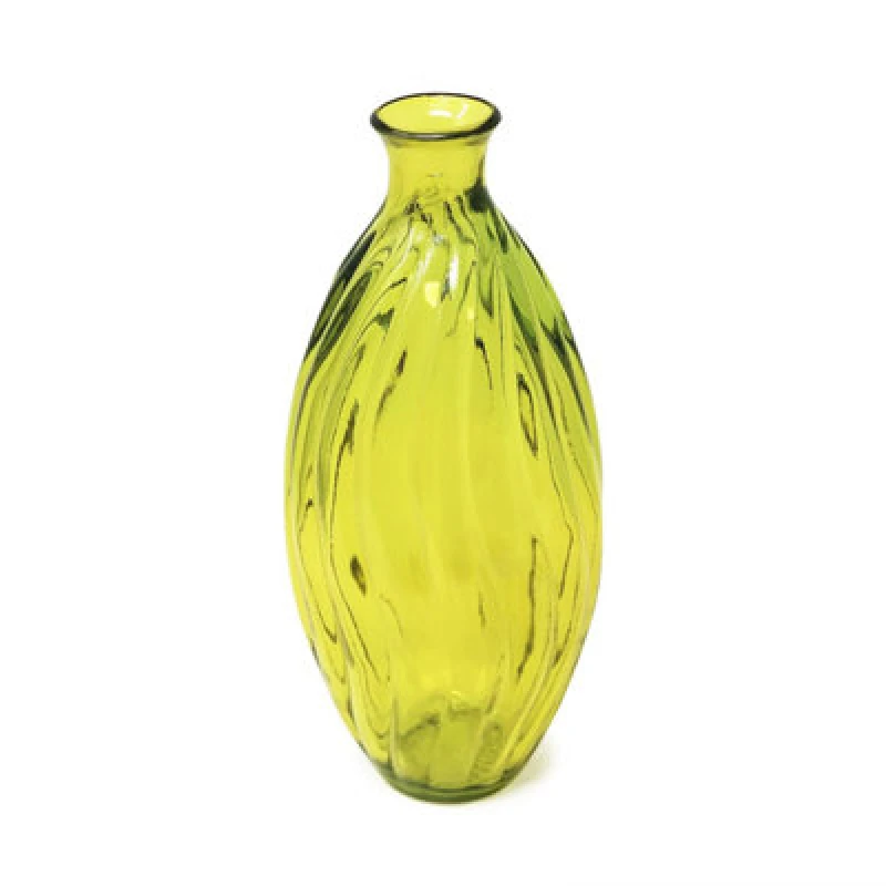 Image of Verano Spanish Ceramics Recycled Glass Ola Yellow Home Decor Medium Tall Vase (H) 31Cm