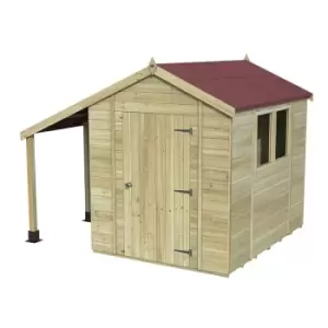 image of 8' x 6' Forest Premium Tongue & Groove Pressure Treated Apex Shed with Logstore (2.5m x 1.83m)