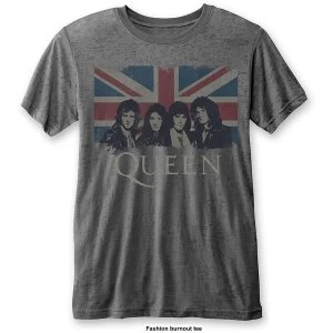 Image of Queen - Vintage Union Jack Unisex Large T-Shirt - Grey